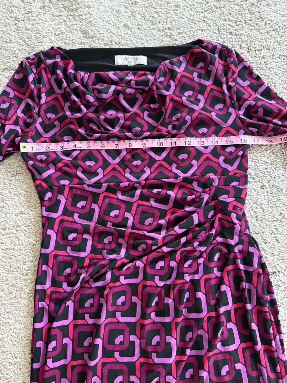 Kasper Purple Geometric Cowl-Neck Midi Dress - Picture 5 of 7